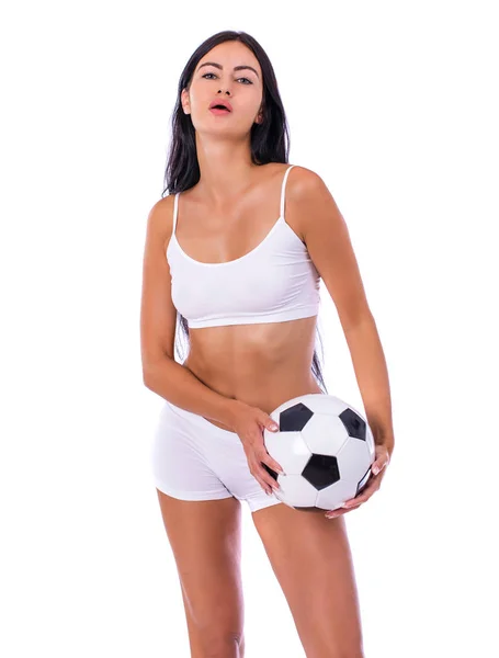 Young beautiful woman in white fitness clothing — Stock Photo, Image