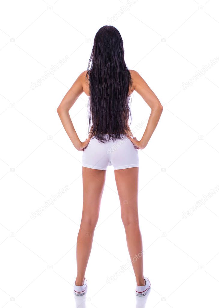 Back view of a sporty woman 