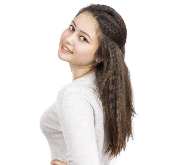 Young Beautiful Indian woman, isolated on white background — Stock Photo, Image