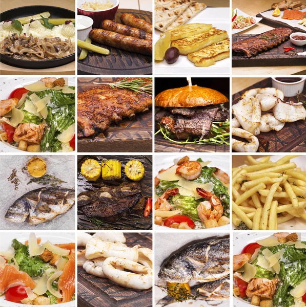 Collage de platos de restaurante — Foto de Stock