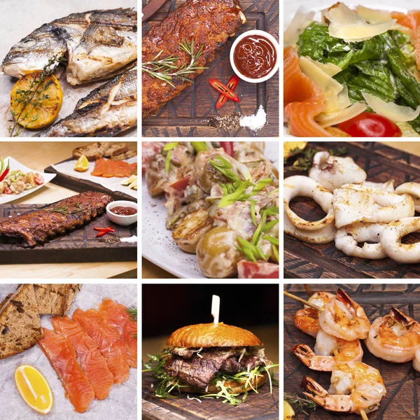 Collage de platos de restaurante — Foto de Stock