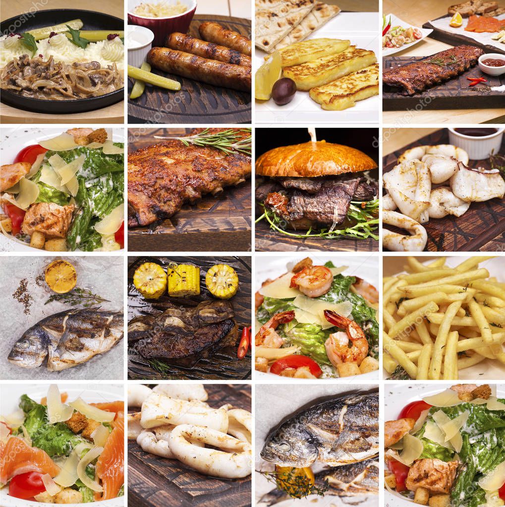 Collage of restaurant dishes
