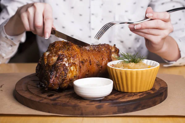 Restaurant dish - Restaurant dish - a large baked pork knuckle o