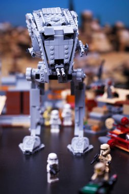 RUSSIA, April 12, 2018. Constructor Lego Star Wars. AT-ST Walker clipart
