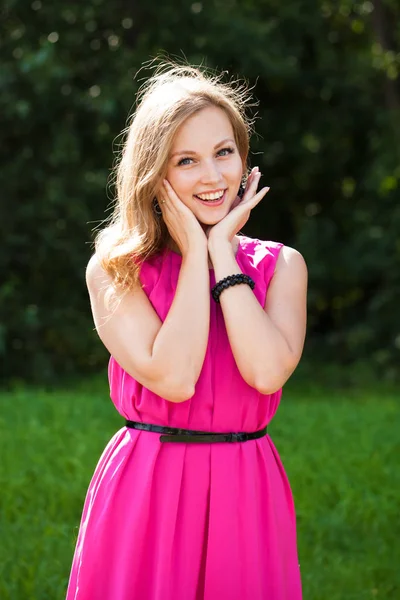 Portrait close up of young beautiful blonde woman — Stock Photo, Image