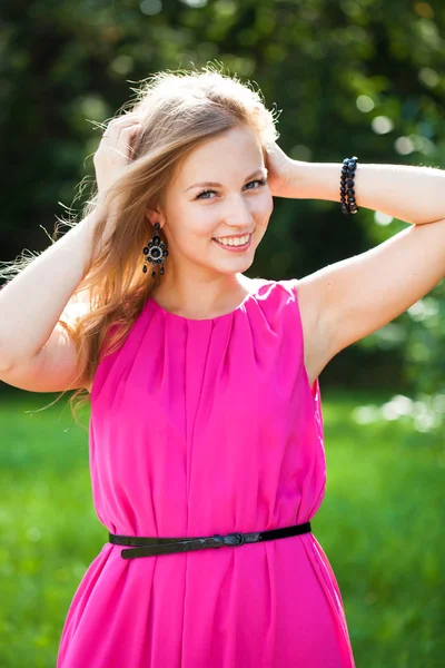 Portrait close up of young beautiful blonde woman — Stock Photo, Image