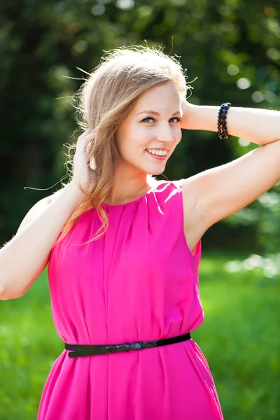 Portrait close up of young beautiful blonde woman — Stock Photo, Image