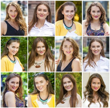 Kolaj güzel genç kadın