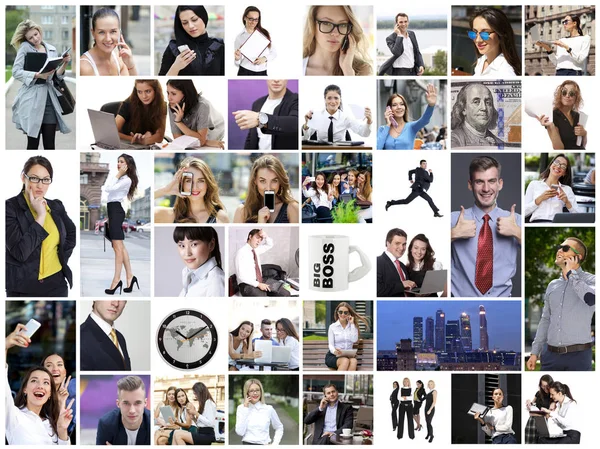 Business collage tillverkade av många olika bilder om ekonomi — Stockfoto