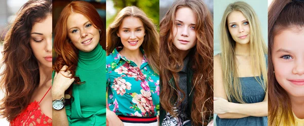 Collage felici giovani donne — Foto Stock