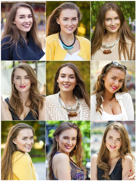 Koláž z krásných mladých žen — Stock fotografie