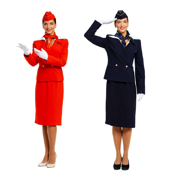 Young beautiful Russian stewardess in uniform — Stock Photo, Image