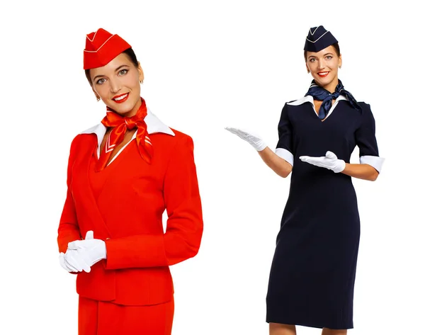 Junge schöne russische Stewardess in Uniform — Stockfoto