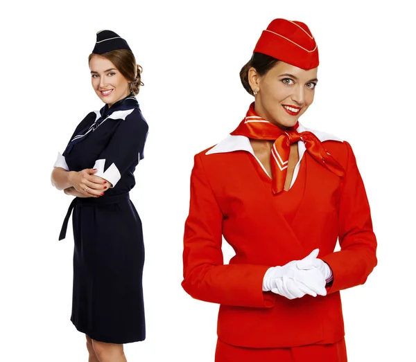 Junge schöne russische Stewardess in Uniform — Stockfoto