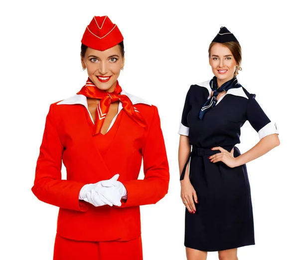 Young beautiful Russian stewardess in uniform — Stock Photo, Image