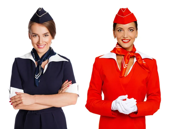 Young beautiful Russian stewardess in uniform — Stock Photo, Image