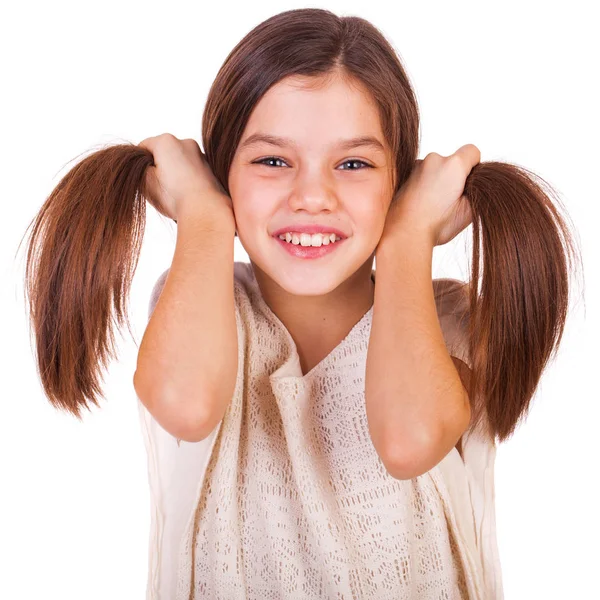 Portrait of a charming brunette little girl — Stock Photo, Image