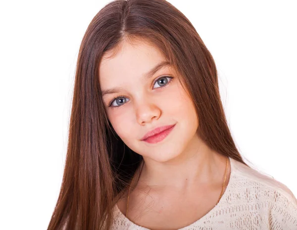 Portrait of a charming brunette little girl — Stock Photo, Image