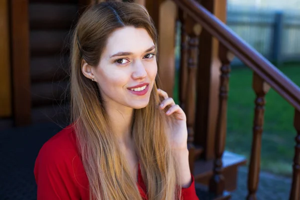 Portrait of a young beautiful blonde woman — Stock Photo, Image