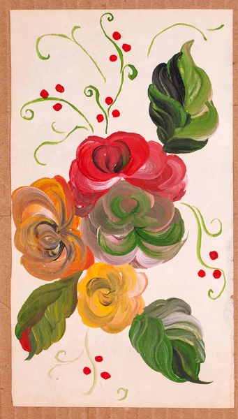 Painted flowers watercolor pattern drawing on paper — Stock Photo, Image