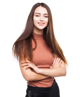 Mutlu güzel esmer kadın