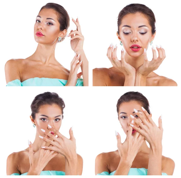 Collage modelos de uñas. Maquillaje belleza — Foto de Stock