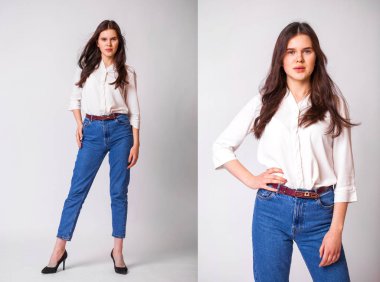 Genç ve güzel esmer modelin portresi.