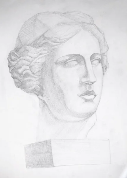 Close up Portret Wenus de Milo - rysunek ołówka — Zdjęcie stockowe