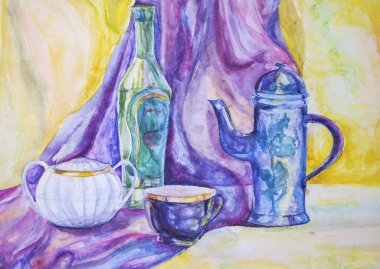 Durgun hayat - suluboya çizim