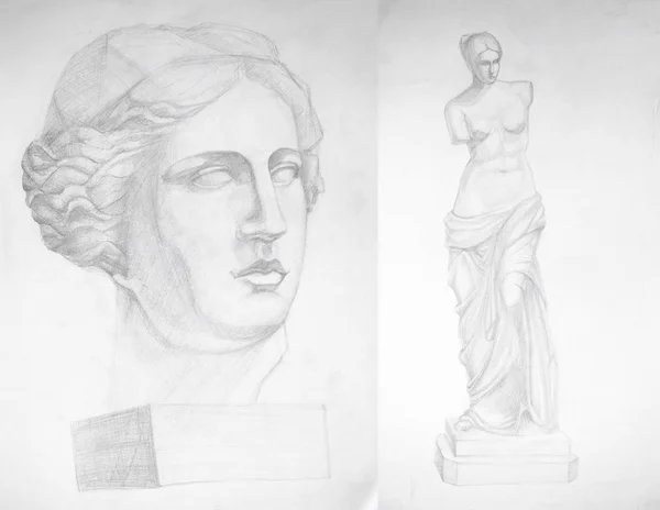 Portret Venus de Milo - rysunek ołówka — Zdjęcie stockowe