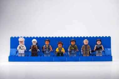 Rusya, Samara, 15 Şubat 2020 - Lego Yıldız Savaşları Mini figürleri isyancı takımı