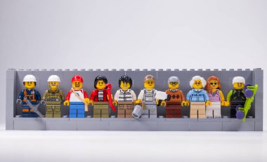 Rusya, Samara, 15 Şubat 2020 - Lego Şehri çeşitli minyatürler