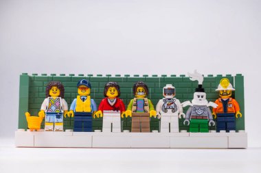 Rusya, Samara, 15 Şubat 2020 - Lego Şehri çeşitli minyatürler