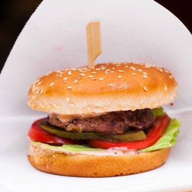 Restoran çanak - sığır hamburger, koyu ondoor