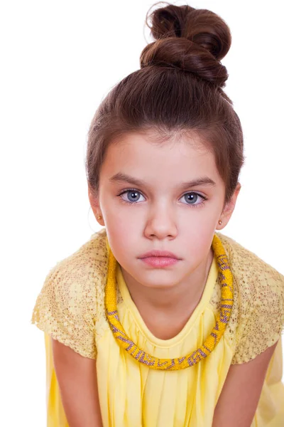 Porträt Der Schönen Kleinen Mädchen Studio Auf Weißem Hintergrund — Stockfoto