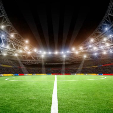 yeşil çim ve ışıklar stadyum