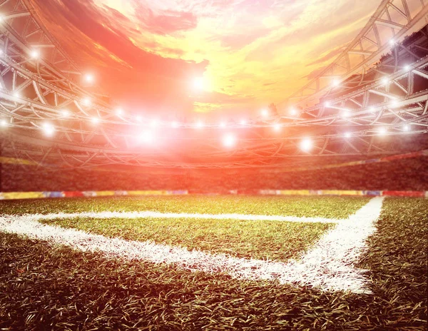 Estadio de fútbol con luces por la noche —  Fotos de Stock