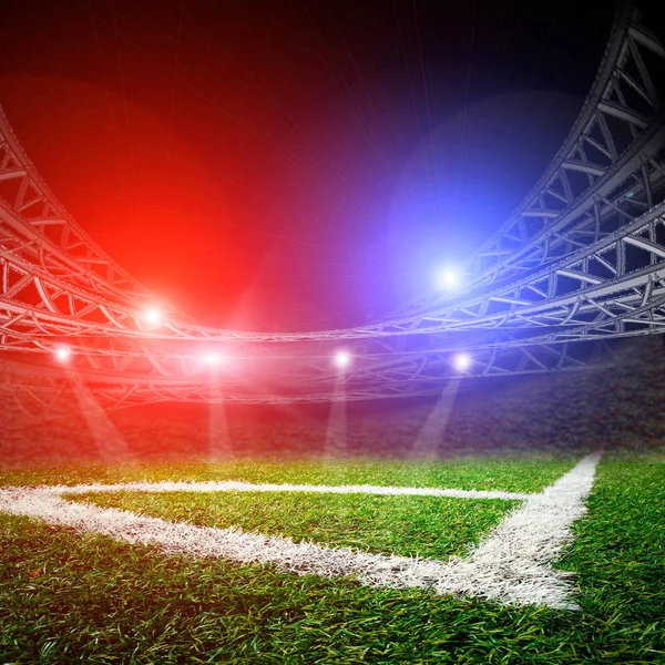 Empty football stadium with lights — Stock Photo, Image
