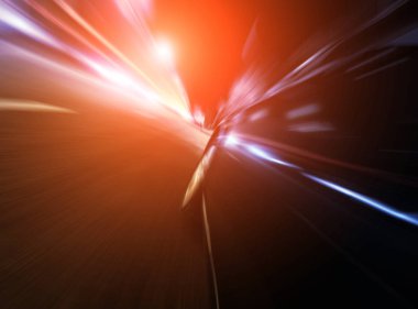 Gece şehir kükreme hızlı araba