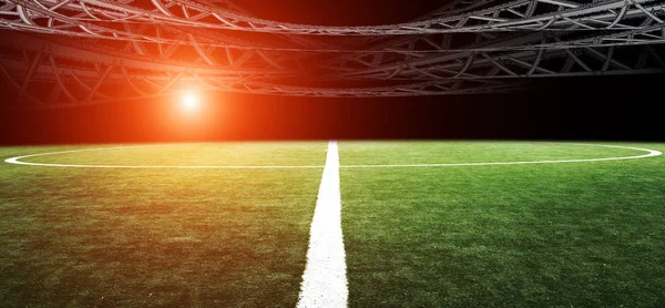 Γήπεδο ποδοσφαίρου με φωτεινά φώτα — Φωτογραφία Αρχείου