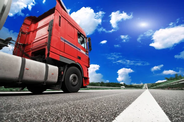 Fast truck on the highway — Stock Photo, Image