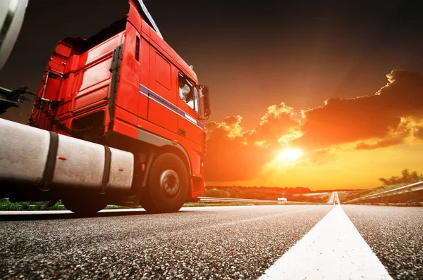 Fast truck on the highway — Stock Photo, Image