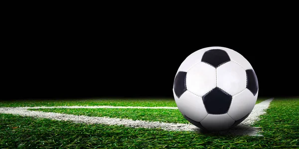 Ball Soccer Stadium Black Background — Stock Photo, Image