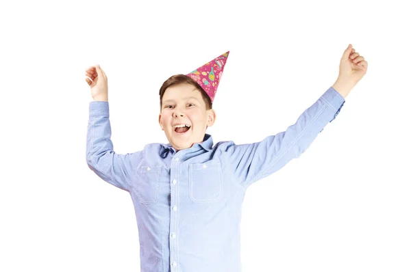 Junge Tanzt Auf Seiner Geburtstagsparty — Stockfoto