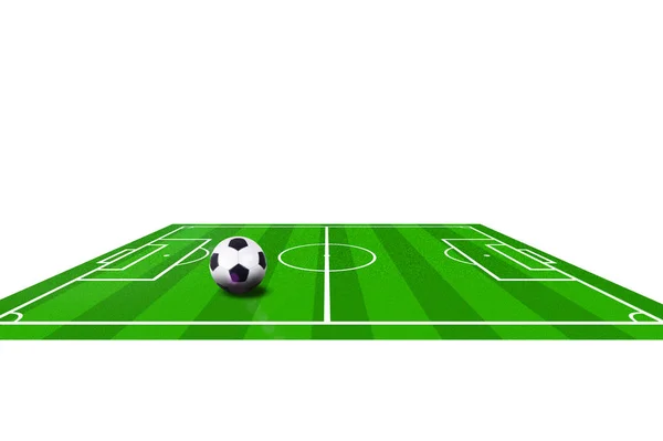 Plan Match Football Sur Terrain Avec Ballon — Photo