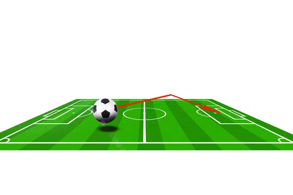 Plan Van Het Voetbalspel Het Veld Met Bal — Stockfoto