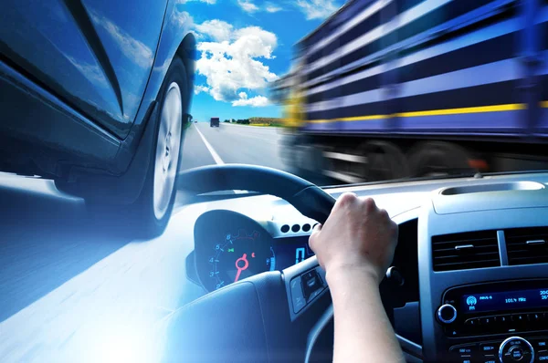 Abstrakter Hintergrund Mit Nahaufnahme Von Schwarzem Auto Pkw Lenkrad Und — Stockfoto