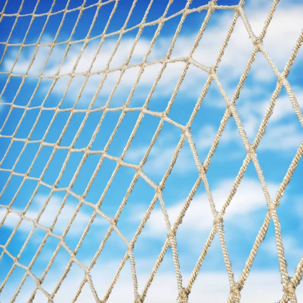 Goal Net Blue Sky Clouds Background — Stok fotoğraf