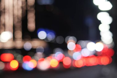 Karanlık Gece Sokak Trafik Işıklarının Odaklanamayan Resmi