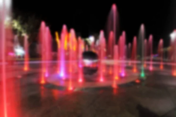 Blurred Colorful Fountain Floor Metal Globe Center Night City — Stock Photo, Image